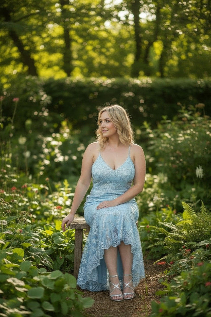 BELINDA Dusty Blue High Low Dress