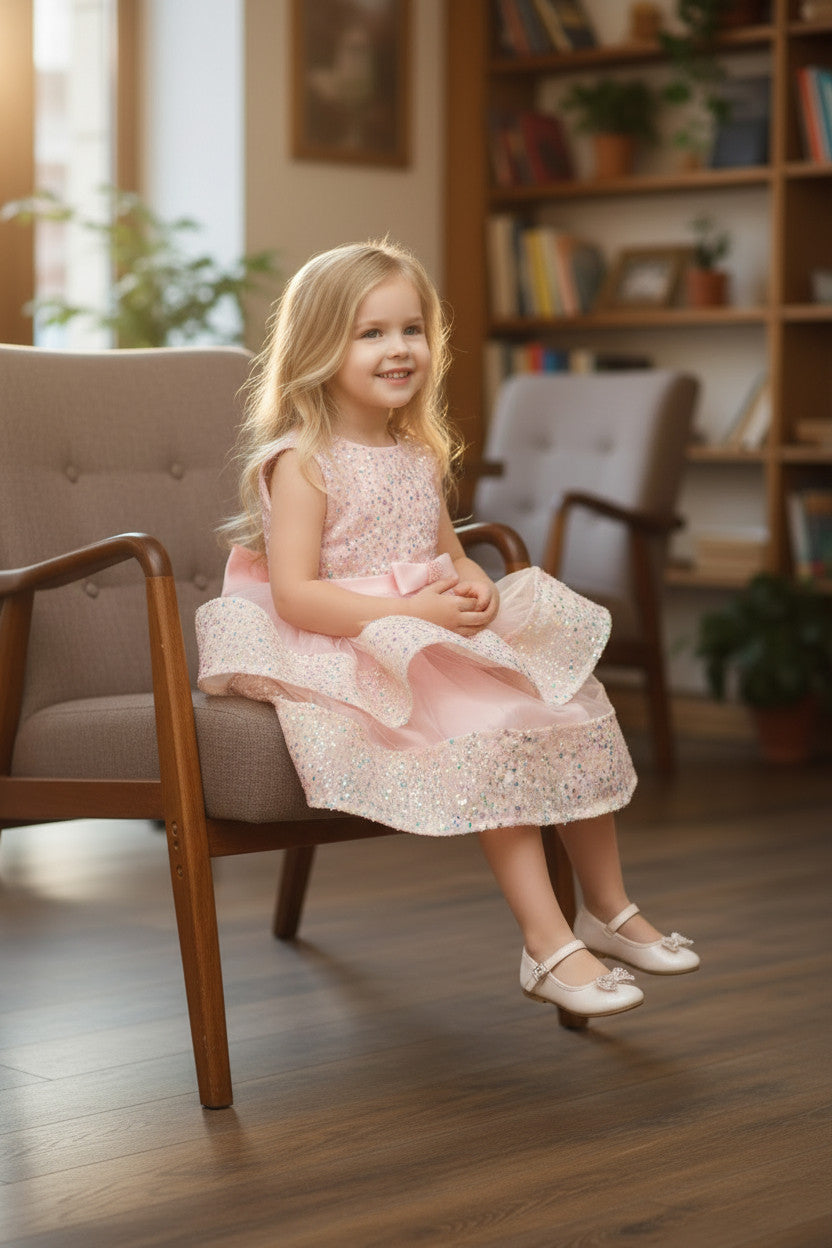 Nora Sequin Dress-Blush Pink