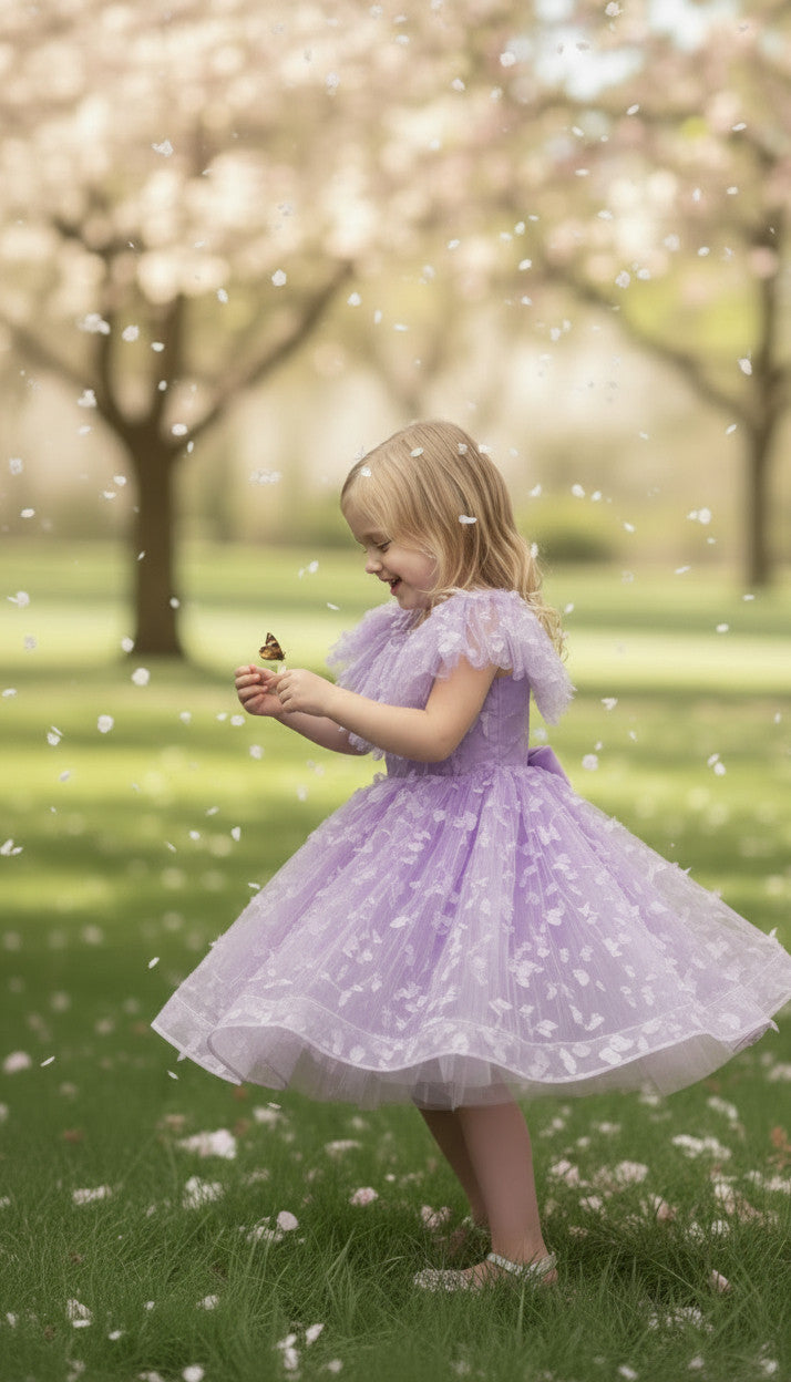 MIA 3D butterfly Glitter puffy Dress (Lilac)