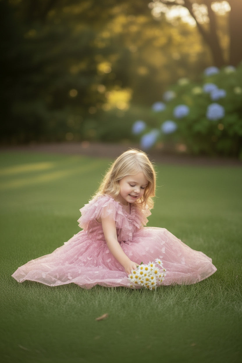 MATILDA 3D butterfly Glitter puffy Dress