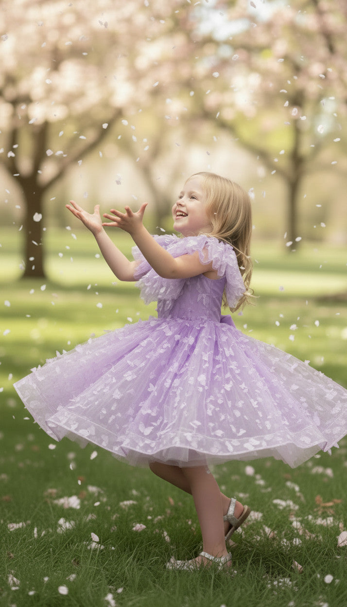 MIA 3D butterfly Glitter puffy Dress (Lilac)