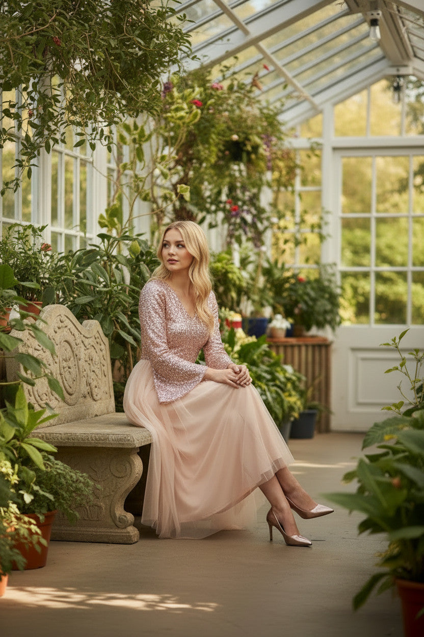 Blush long Sleeve Gown