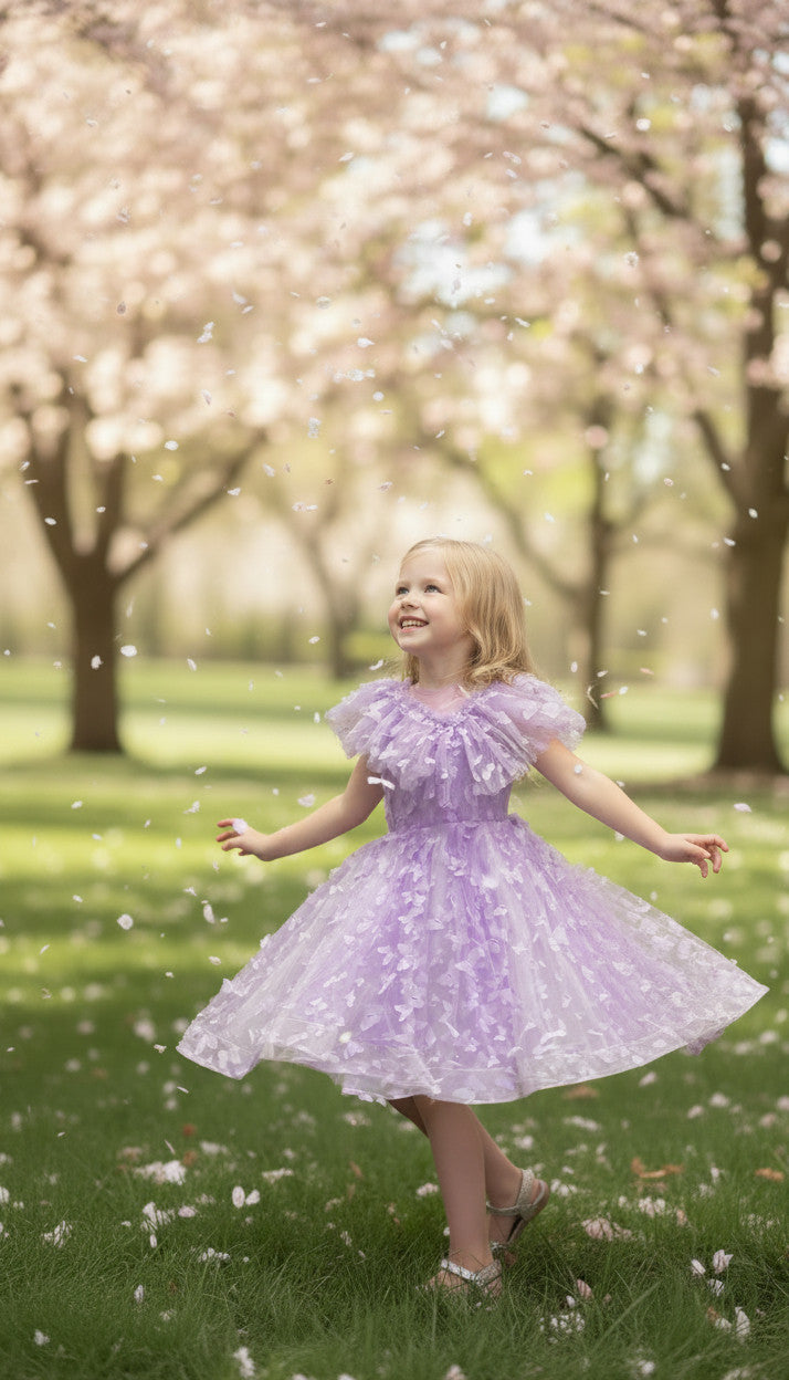 MIA 3D butterfly Glitter puffy Dress (Lilac)