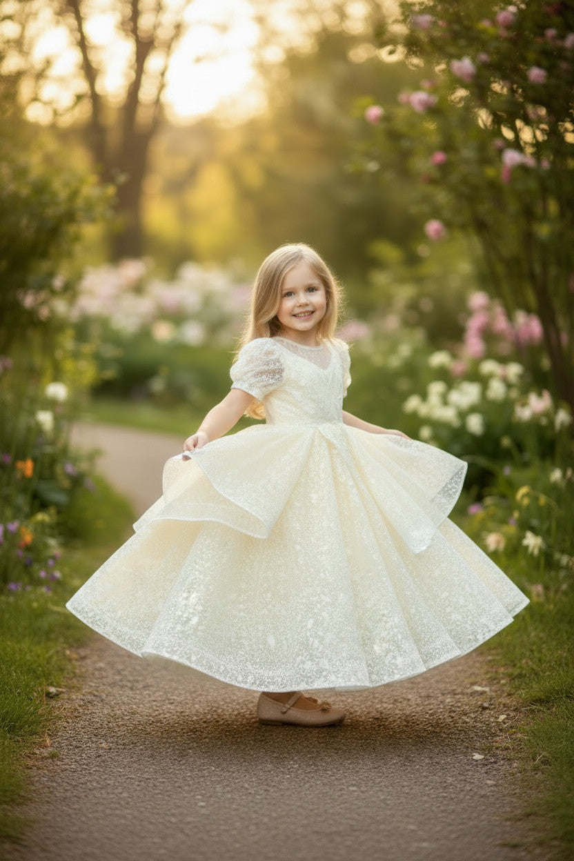 Sabrina Lux princess Gown-Soft Champaigne
