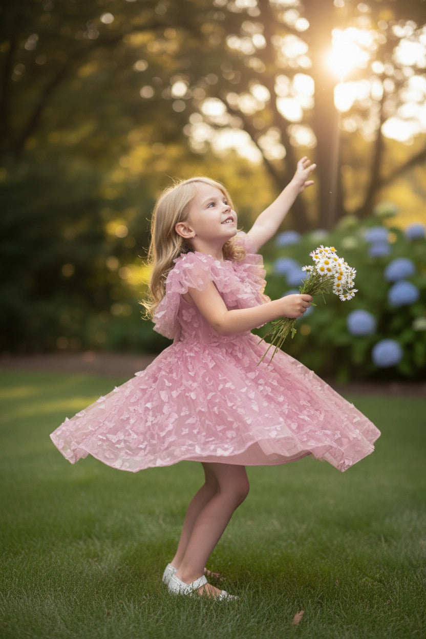 MATILDA 3D butterfly Glitter puffy Dress
