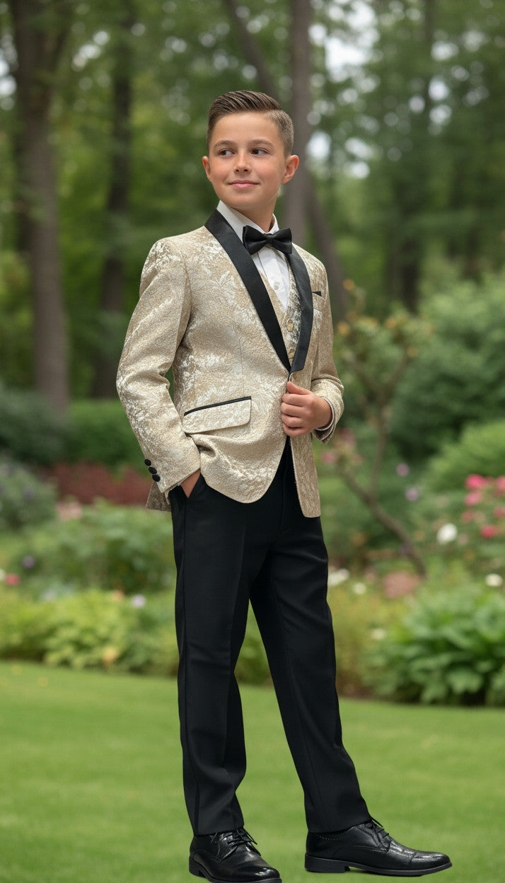 LUCAS Floral Jaquard (3Pcs boys Suit)