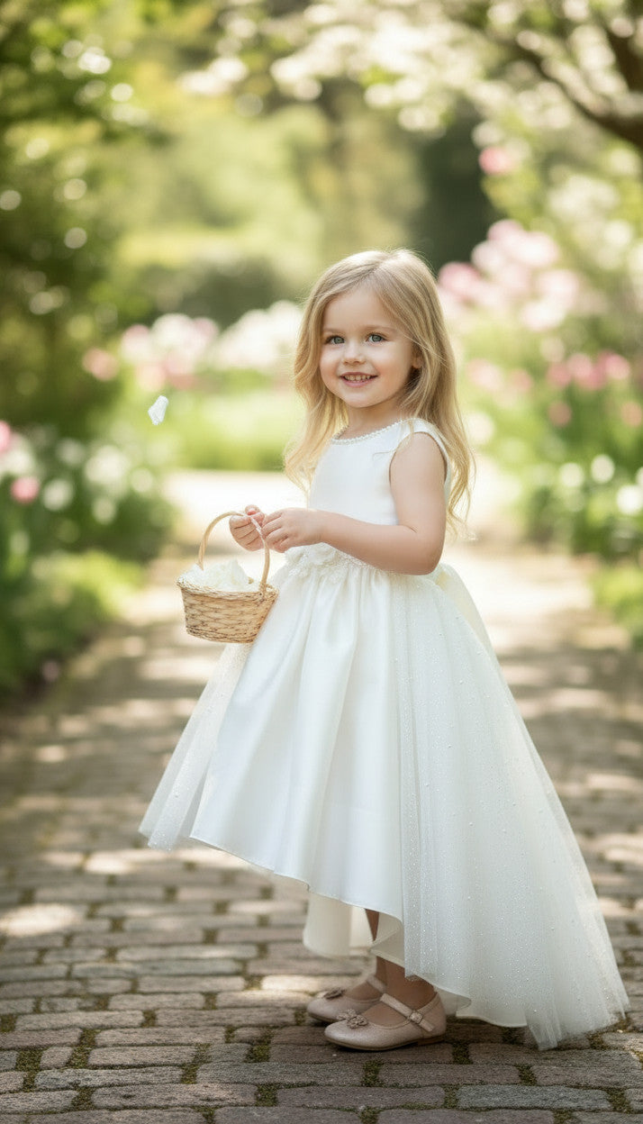 One Side Floral & Glitter Girls Dress