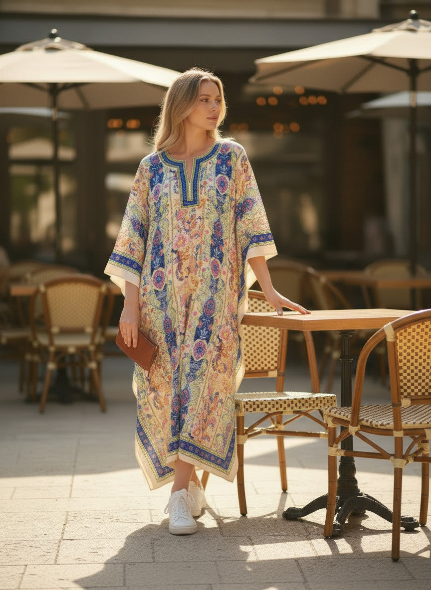 Long Ethnic Polyester Kaftan Dress