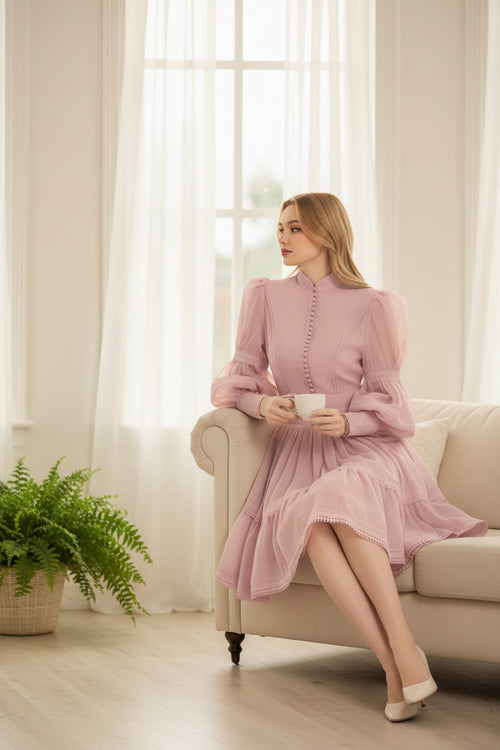 Anika Puff Sleeve Knee Length Dress