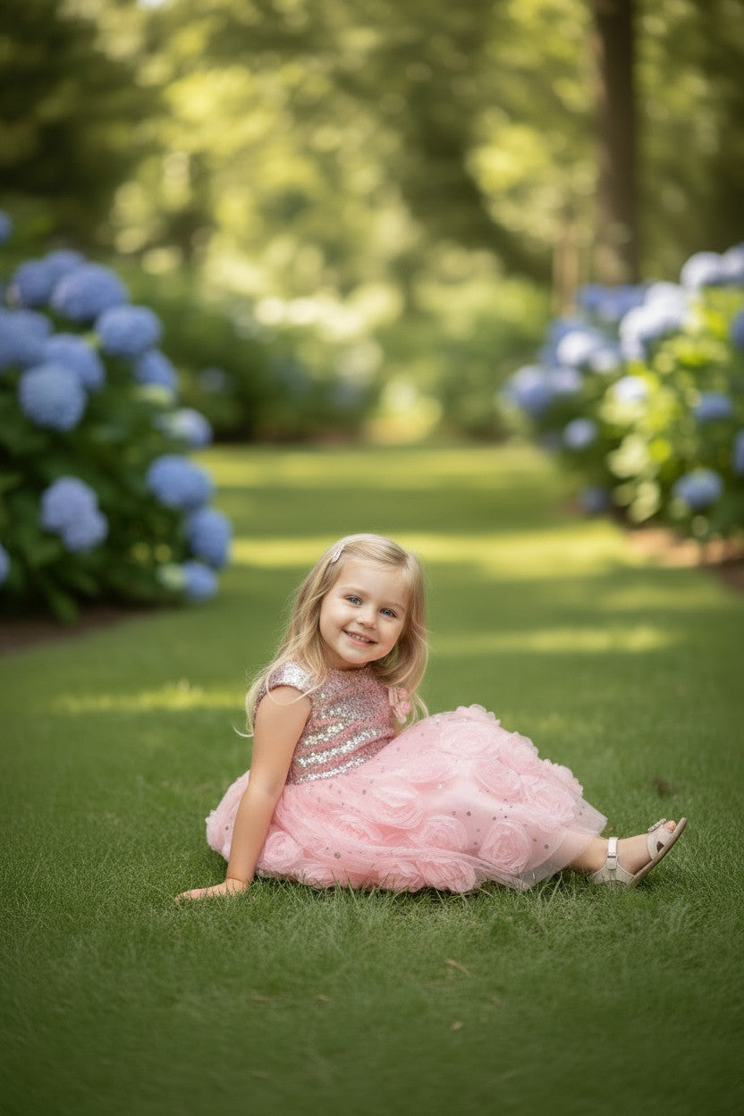 Grace Sequin Rose Dress - Heavenly Pink