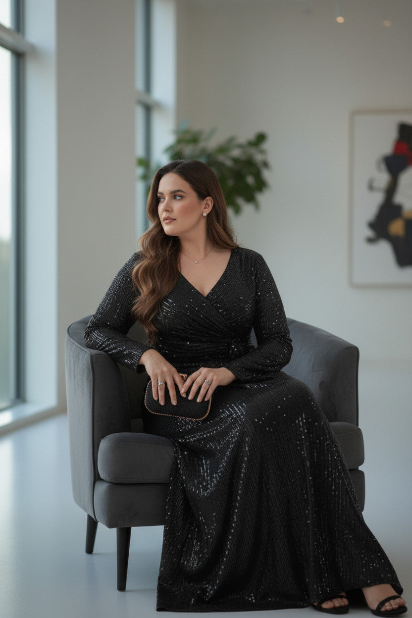 YARETZI sequin Glitter Gown