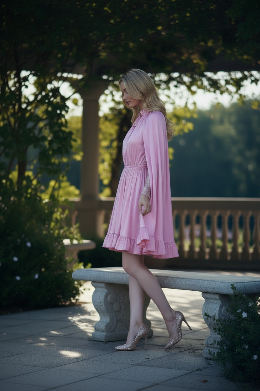 MIA Long Bell Sleeve/Cape Dress