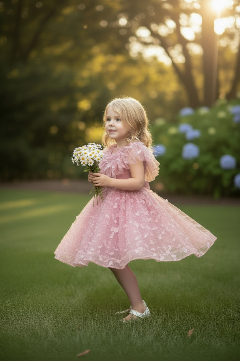 MATILDA 3D butterfly Glitter puffy Dress