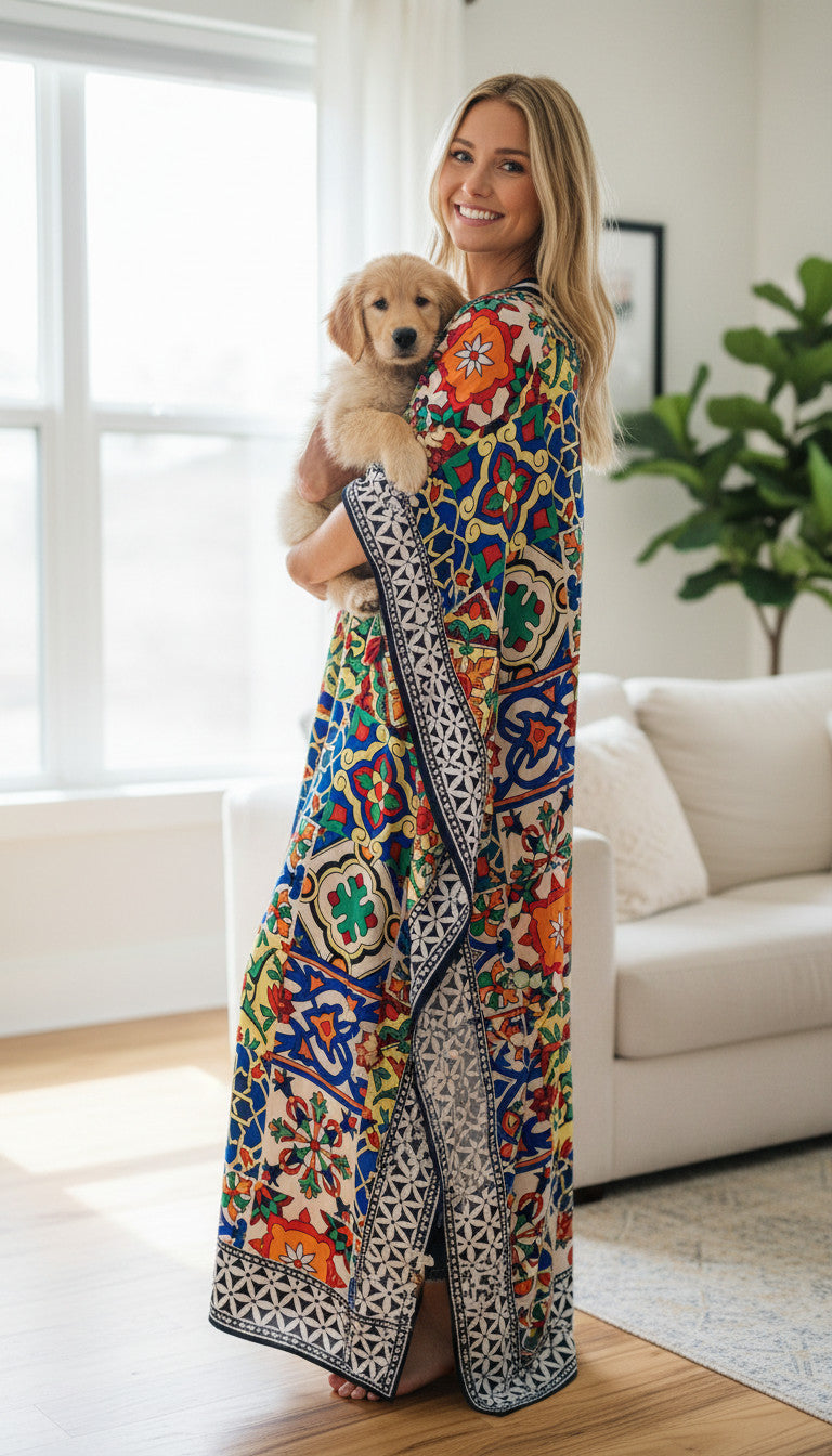 Long Mosaic print Stylish Kaftan dress