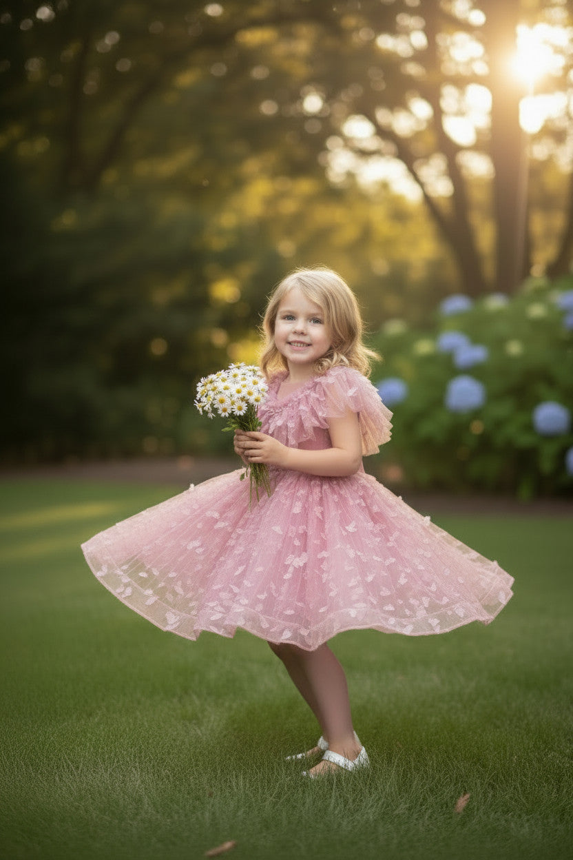 MATILDA 3D butterfly Glitter puffy Dress