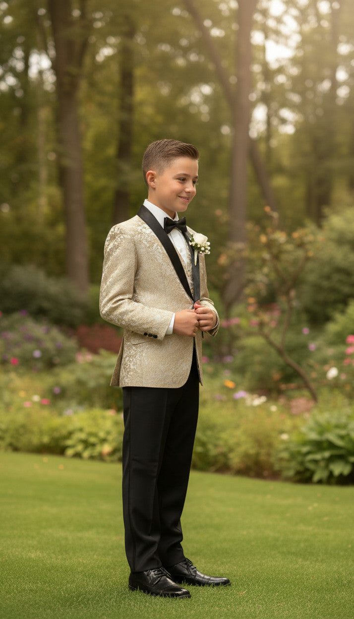 LUCAS Floral Jaquard (3Pcs boys Suit)