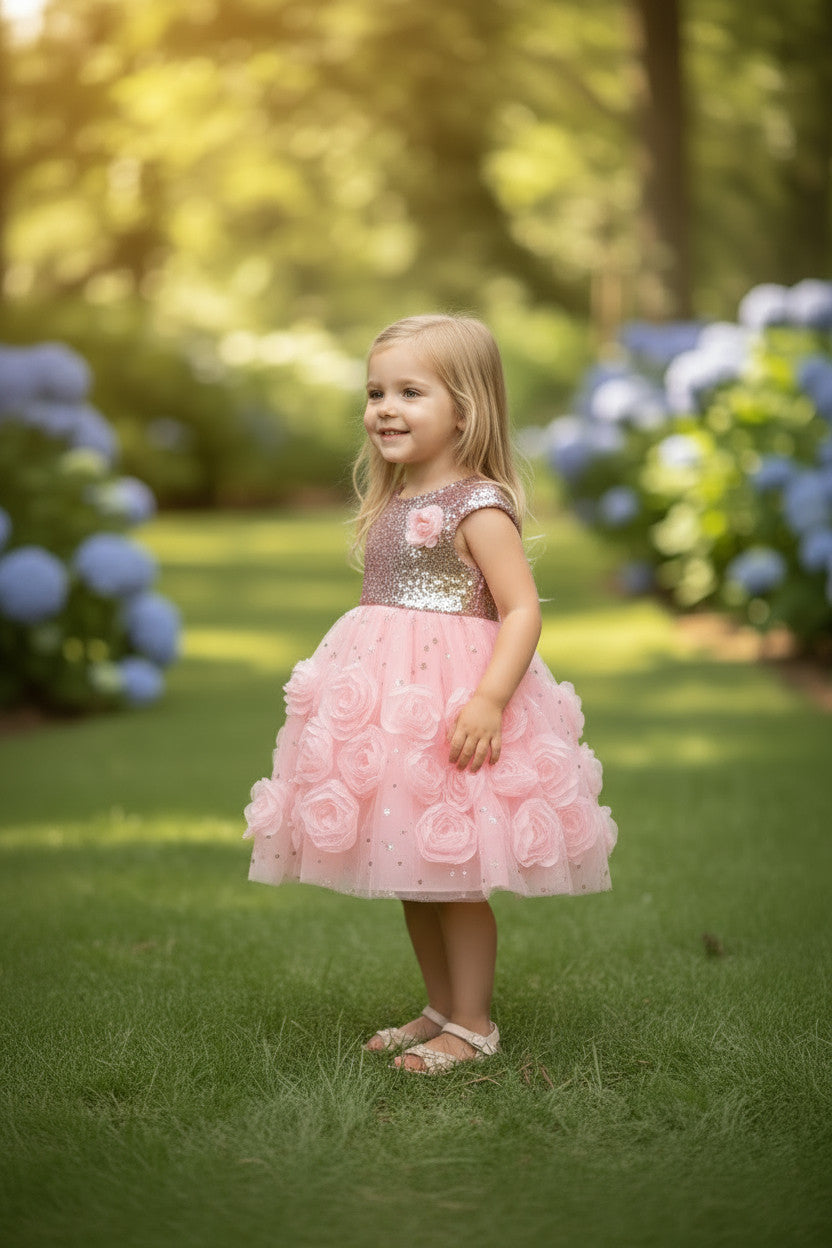 Grace Sequin Rose Dress - Heavenly Pink