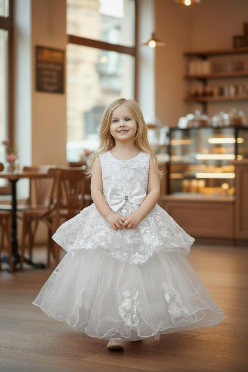 Sienna White Dress with Trail