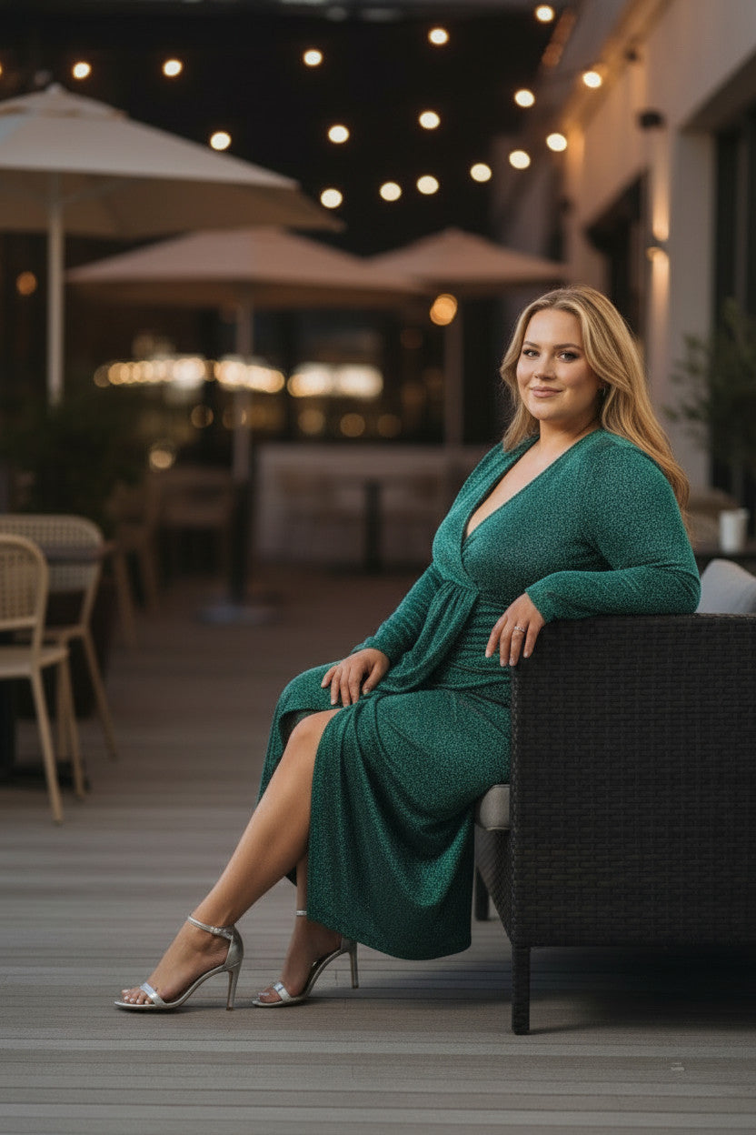 Emerald Nancy Shimmer Plus size Dress