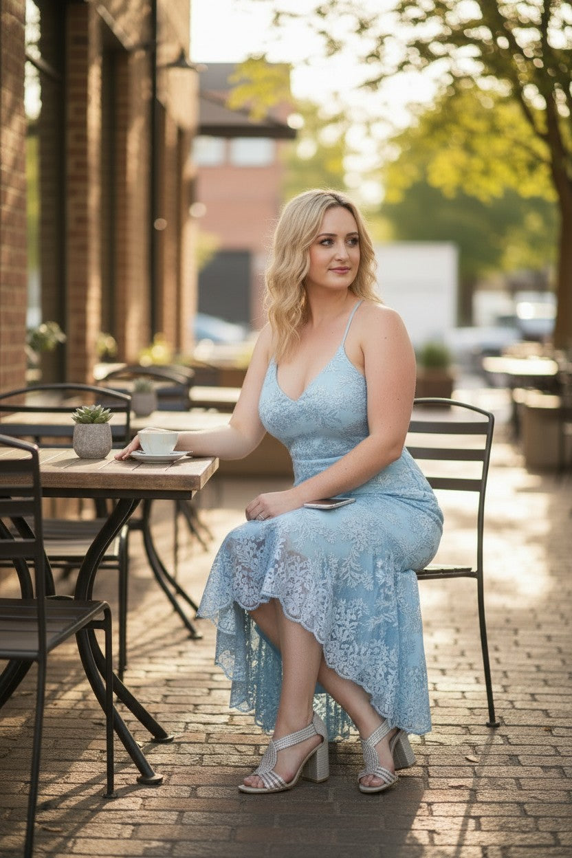 BELINDA Dusty Blue High Low Dress