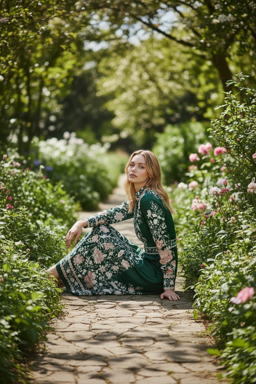 EVERGREEN Regal Print Floral Dress