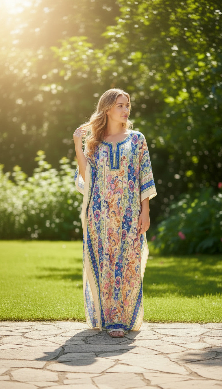Long Ethnic Polyester Kaftan Dress