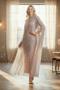 Blush Gold Embellished Kaftan Gown