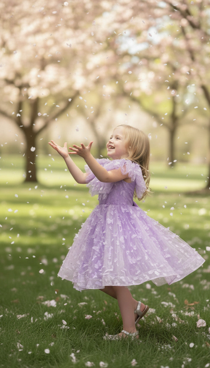 MIA 3D butterfly Glitter puffy Dress (Lilac)