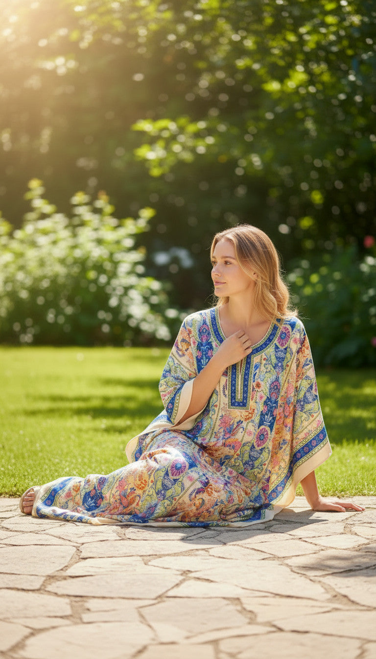 Long Ethnic Polyester Kaftan Dress