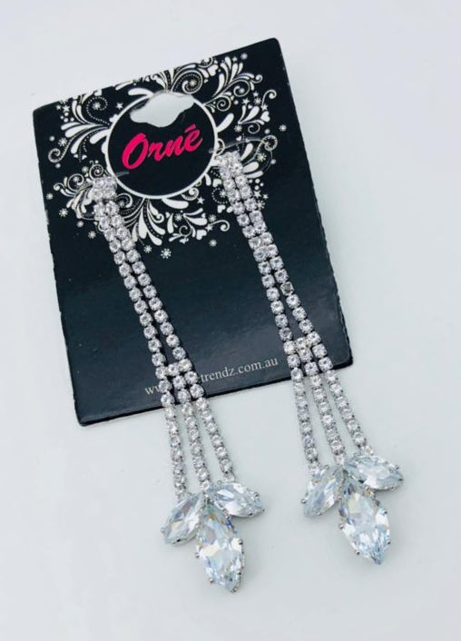 LEAF DROP CUBIC SILVER EARRINGS image 1