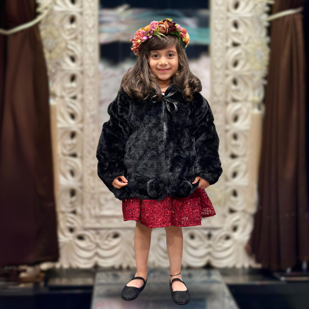 VERONICA - BLACK PLUSH FAUX FUR JACKET image 1