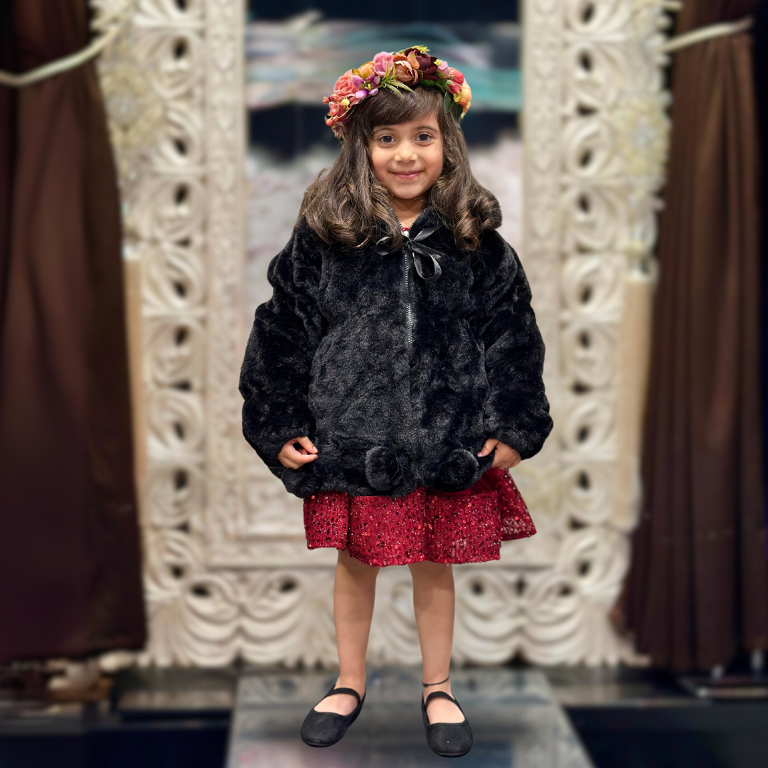 VERONICA - BLACK PLUSH FAUX FUR JACKET image 1