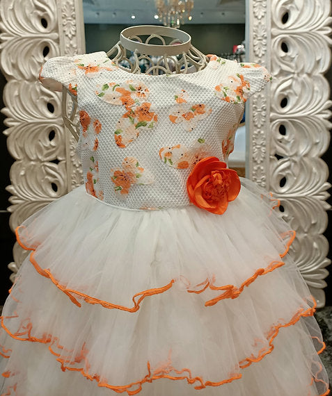 INDIA WHITE/ORANGE DRESS image 1