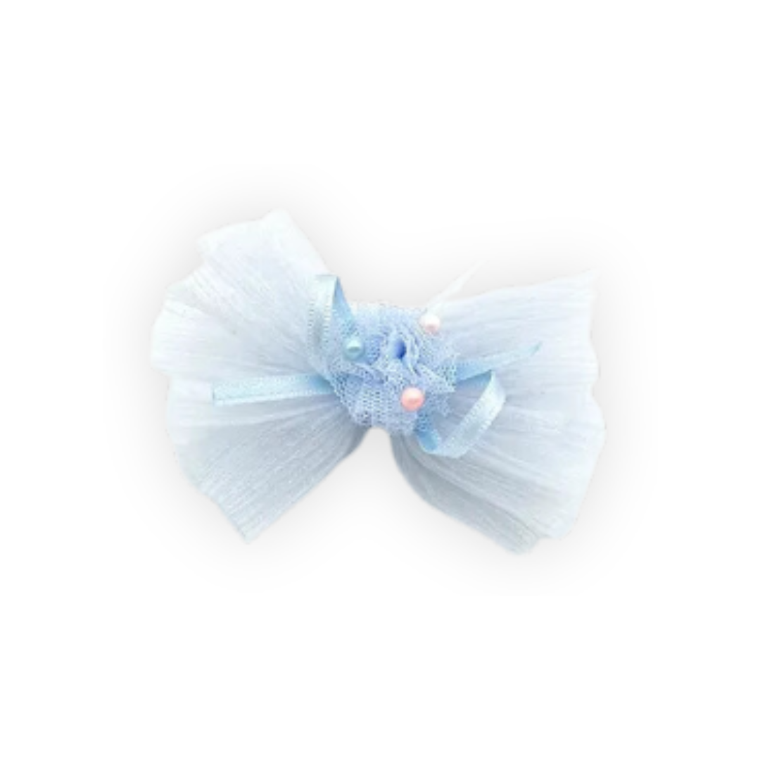 BOW TISSUE HAIR CLIP BLUE image 0