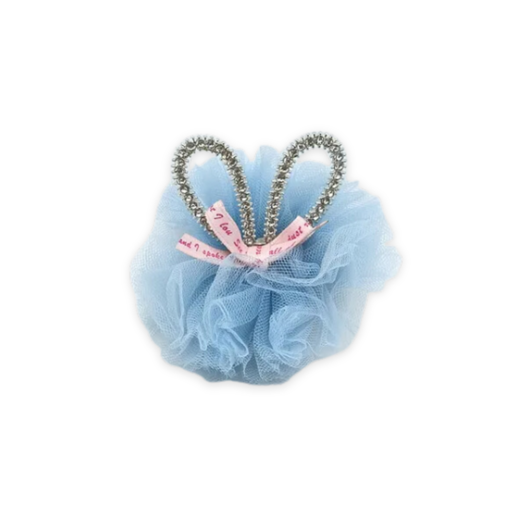 BUNNY EAR DIAMANTE HAIR CLIP BLUE image 0