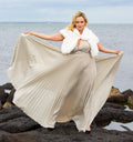 MIRNA PLEATED CHAMPAGNE DRESS image 0