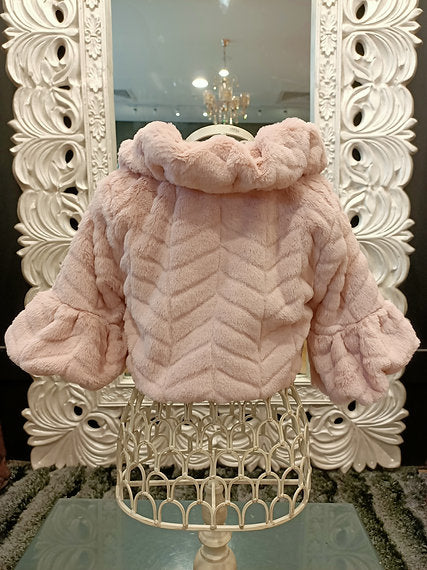 FUR SHRUG DUSTY PINK WITH BROOCH image 1