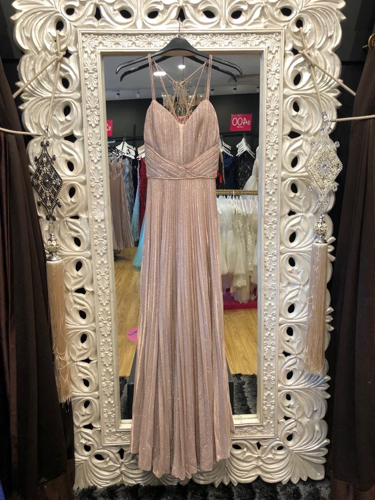 MIRNA PLEATED CHAMPAGNE DRESS image 1