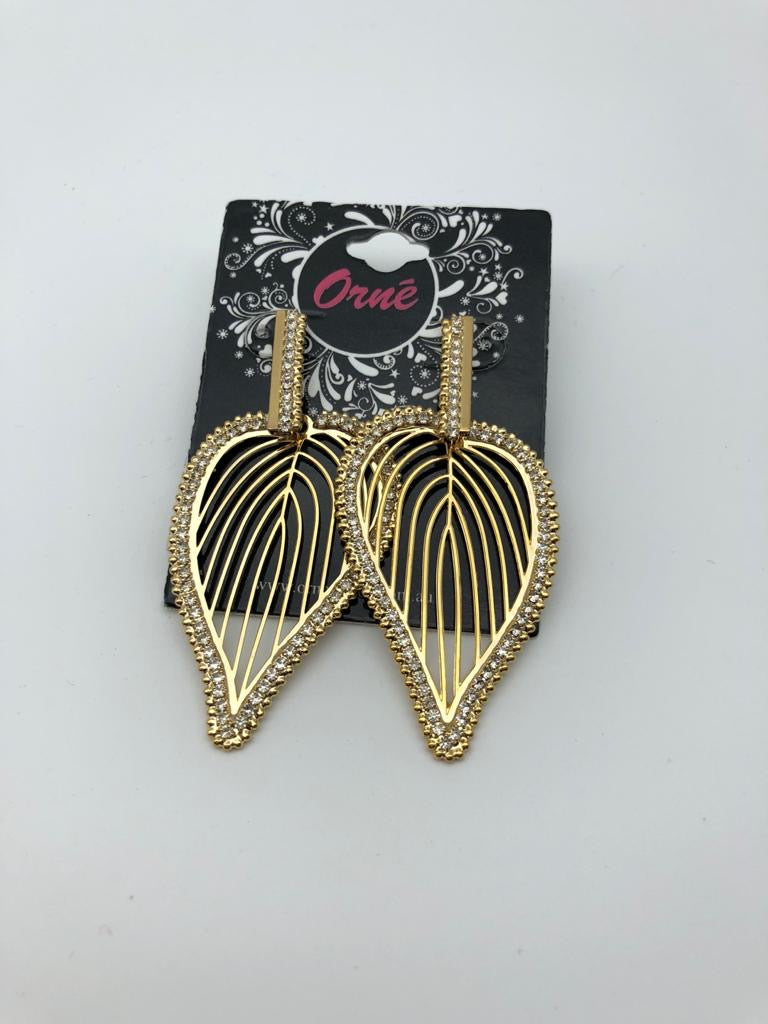 LEAF DIAMANTE GOLD EARRINGS image 0