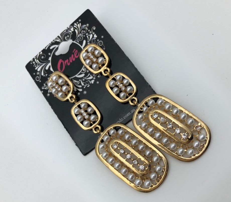 OVAL TASSEL EMBER GOLD EARRINGS image 0