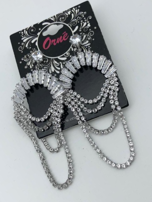 SEMI-DIAMANTE MULTI LOOPS SILVER EARRINGS image 1