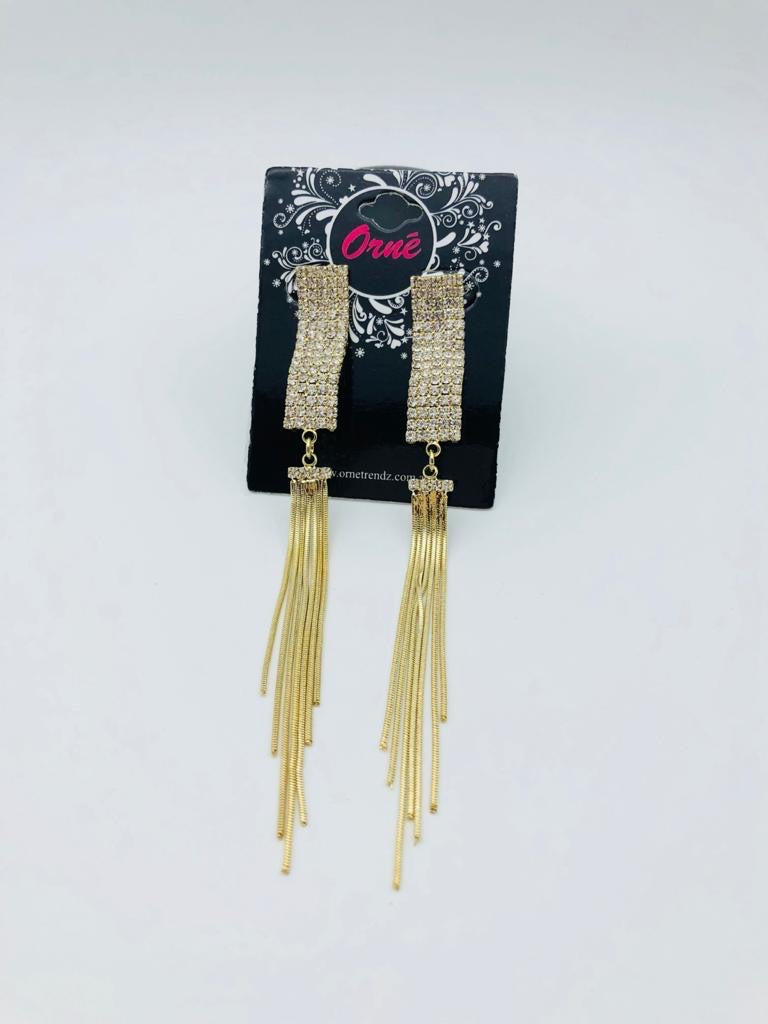 STRING DIAMANTE STONE GOLD EARRINGS image 0
