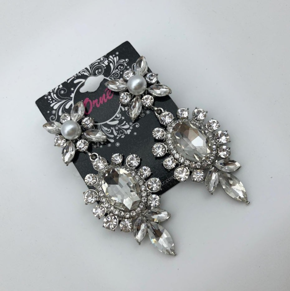 DIAMANTE FLORAL DROP EARRINGS image 1