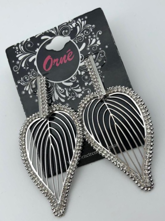 LEAF DIAMANTE SILVER EARRINGS image 1