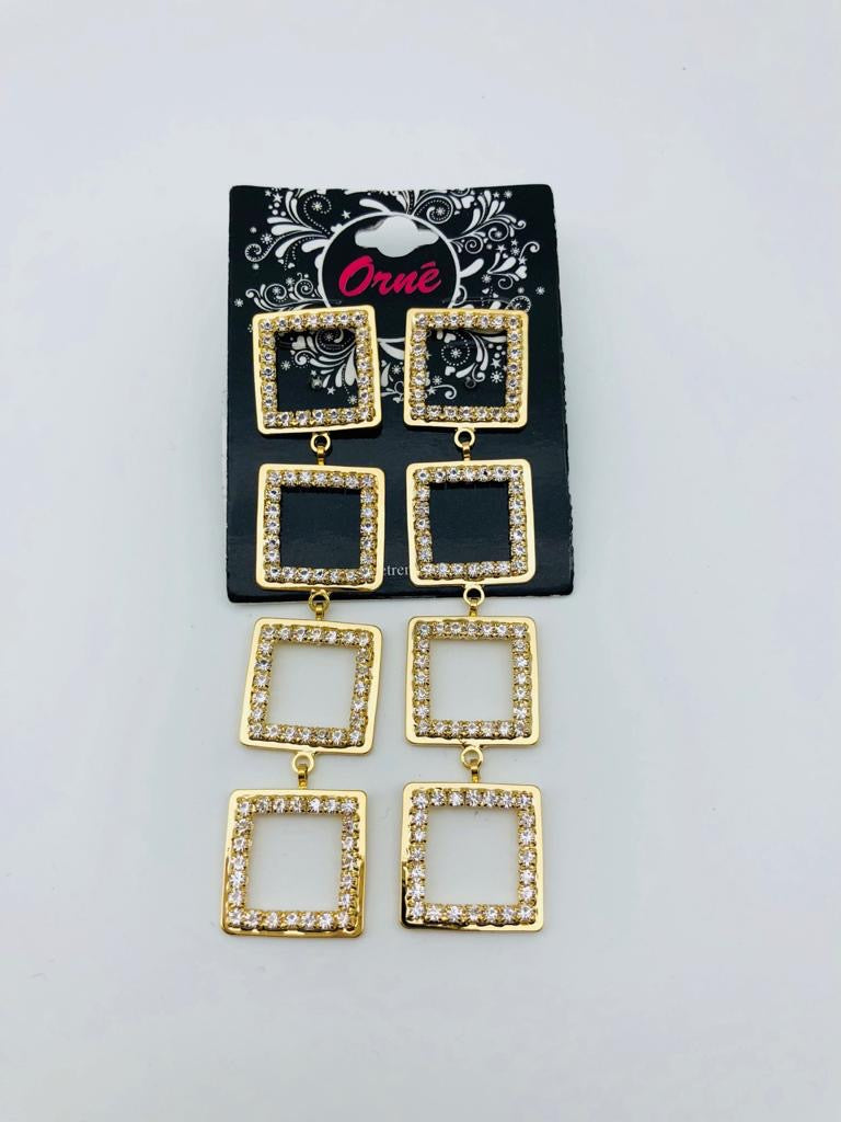 GEO SQUARE GOLD EARRINGS image 0
