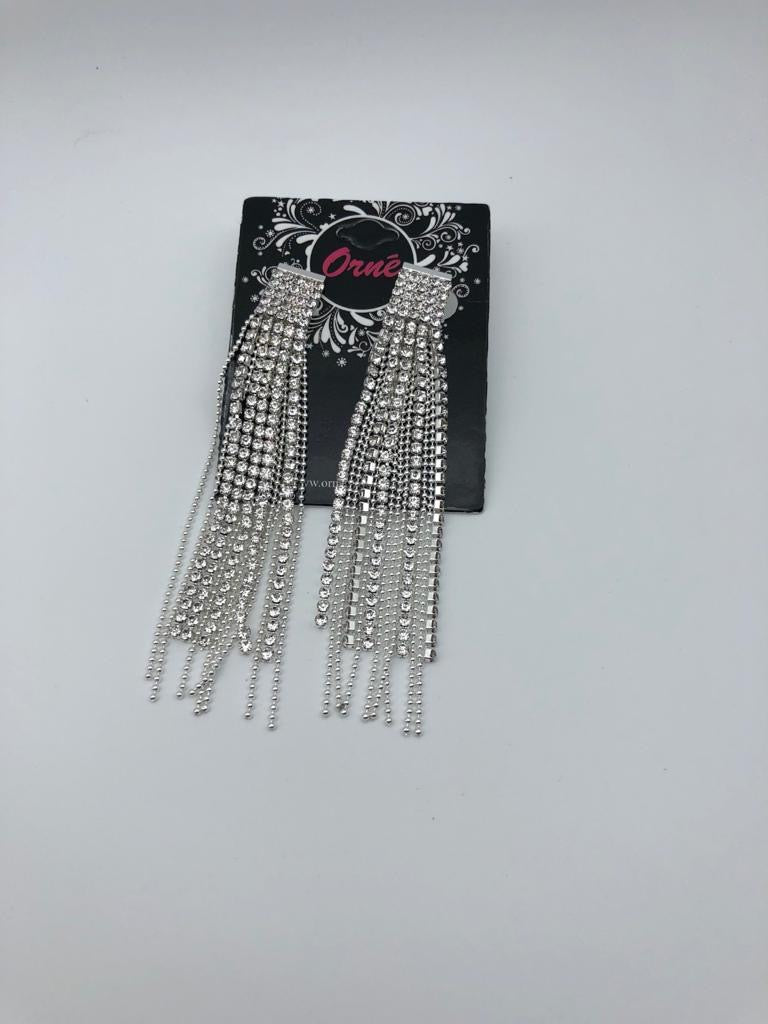 CLIP ON DIAMANTE MULTI STRING EARRINGS image 1