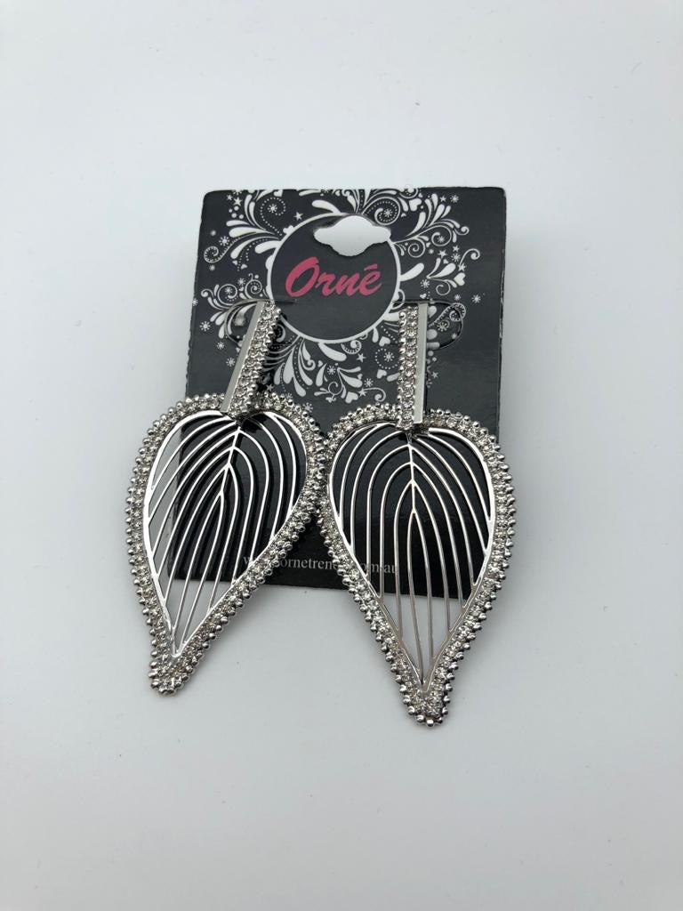LEAF DIAMANTE SILVER EARRINGS image 0