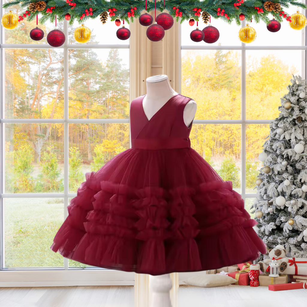 KIDS CHRISTMAS PRINCESS DRESS - RED image 2