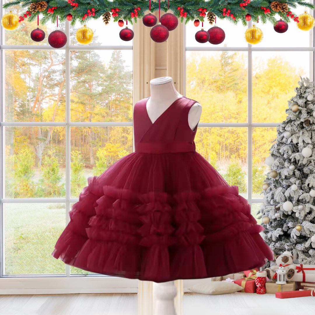 KIDS CHRISTMAS PRINCESS DRESS - RED image 2