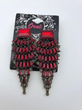 RED PYRAMID CHUNKY STONE EARRINGS image 0